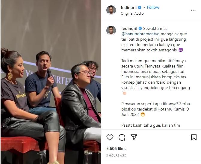 Fedi Nuril Perdana Jadi Antagonis di Satria Dewa Gatotkaca. (Instagram/fedinuril)