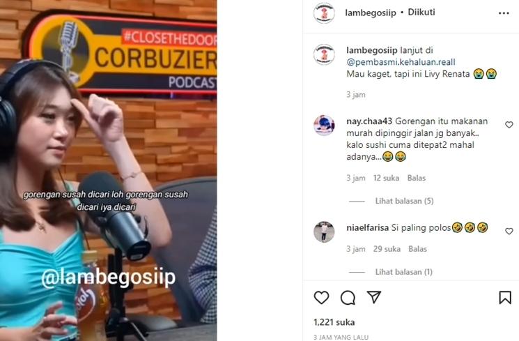 Livy Renata Lebih Mudah Temukan Sushi Ketimbang Gorengan. (Instagram/lambegosiip)