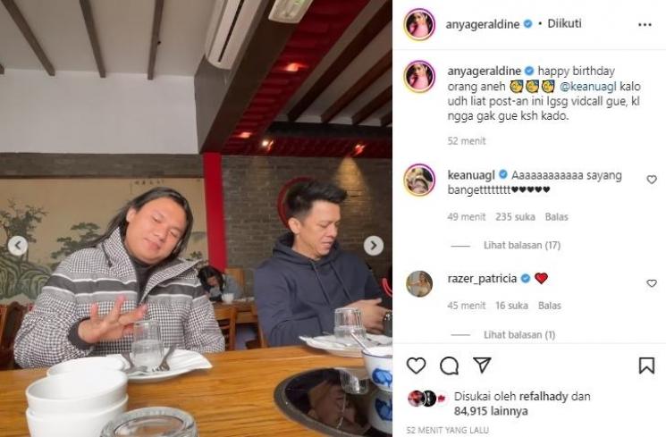 Ucapan ulang tahun Anya Geraldine untuk Keanu Agl. (Instagram/@anyageraldine)