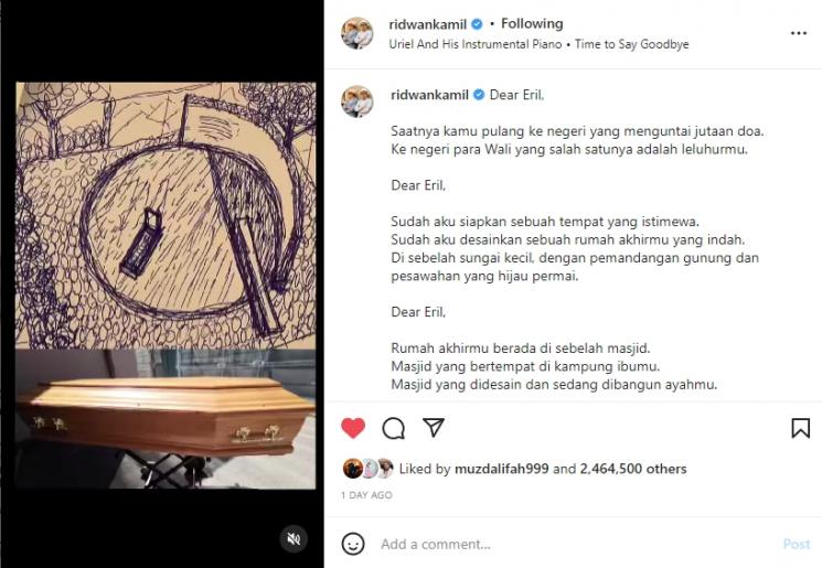 Makam Eril anak Ridwan Kamil. (Instagram)