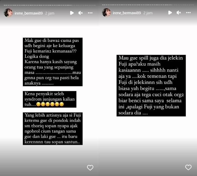 Unggahan Irene Bermawi, sosok yang ngaku jadi kakak Marissya Icha. (Instagram/@irene_bermawi89)