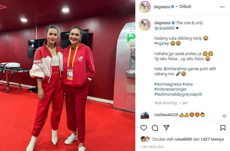 Donna Agnesia bangga pamer foto bareng Raisa. (Instagram/@dagnesia)