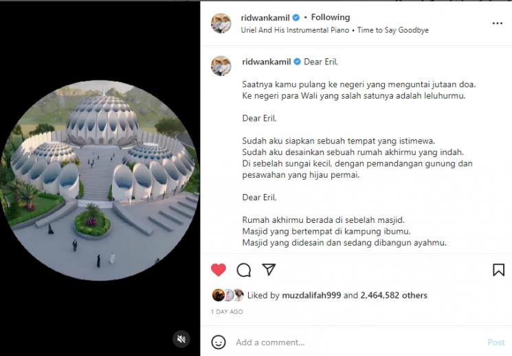 Makam Eril anak Ridwan Kamil. (Instagram)