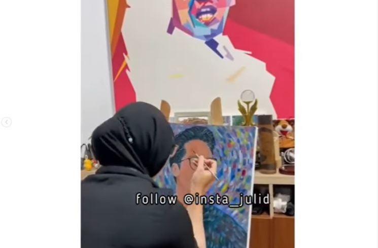 Momen Zara Lukis Wajah Eril. (Instagram/@insta_julid)