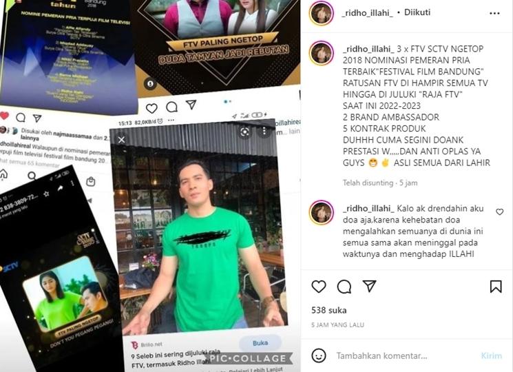 Ridho Illahi pamer prestasi usai disindir pengangguran oleh Nikita Mirzani. (Instagram/@_ridho_illahi_)