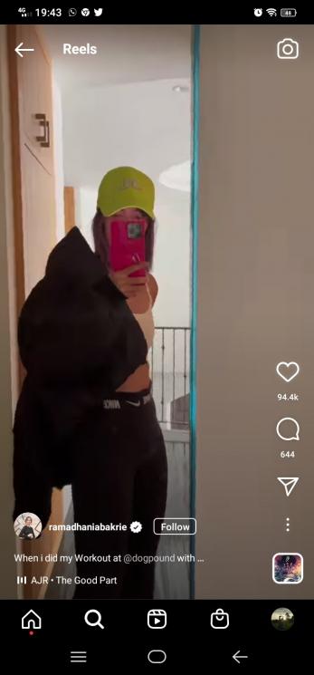Gaya Nia Ramadhani Olahraga(Instagram/@ramadhaniabakrie)