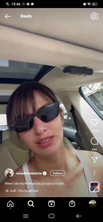Gaya Nia Ramadhani Olahraga(Instagram/@ramadhaniabakrie)