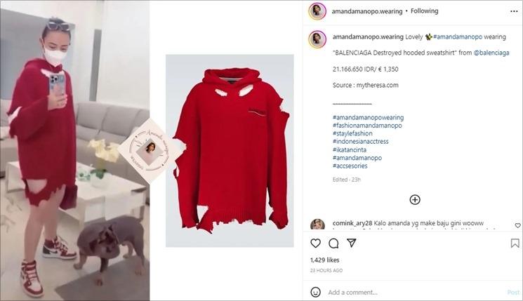 Harga baju sobek-sobek Amanda Manopo. (Instagram/@amandamnopo.wearing)