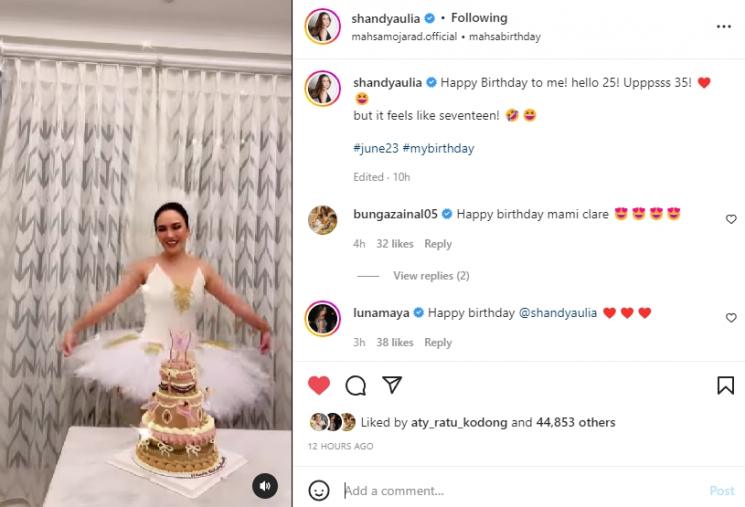 Shandy Aulia ulang tahun. (Instagram/shandyaulia)