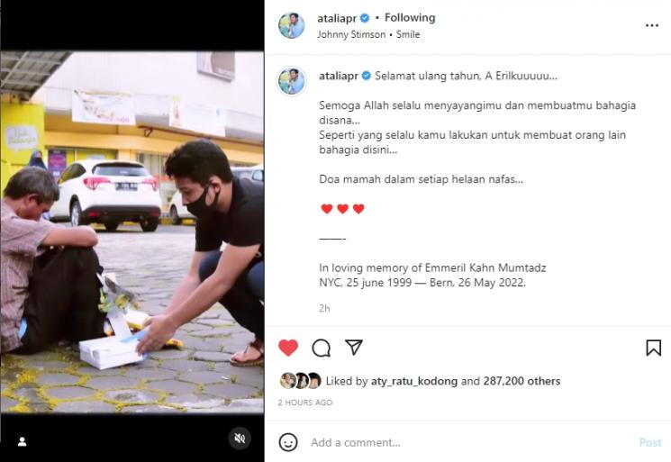 Atalia Kamil memperingati hari kelahiran Emmeril Kahn Mumtadz. (Instagram/ataliapr)