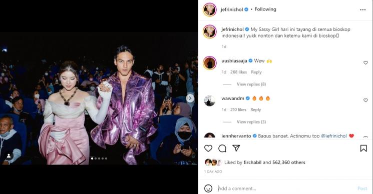 Tiara Andini dan Jefri Nichol. (Instagram/jefrinichol)