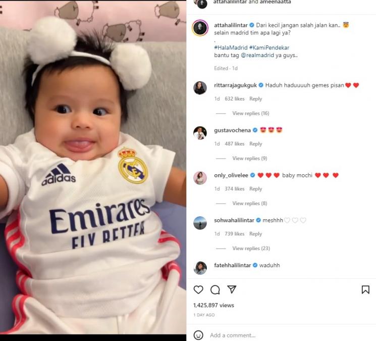 Anak Artis Pakai Jersey Bola. (Instagram/@attahalilintar)