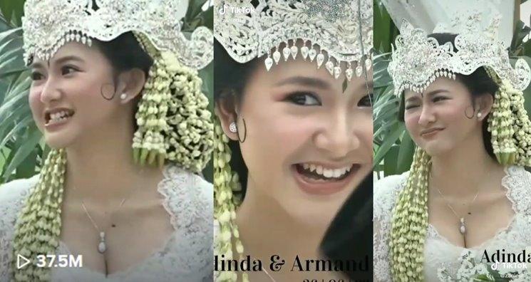 Tingkah gemas Adinda Azani di nikahan. (TikTok/@zaniedt._)