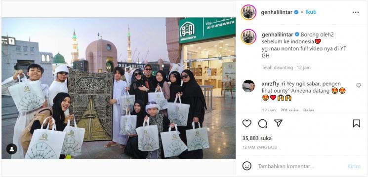 Postingan Instagram Gen Halilintar Seusai Berbelanja Oleh - Oleh (Instagram/Gen Halilintar)