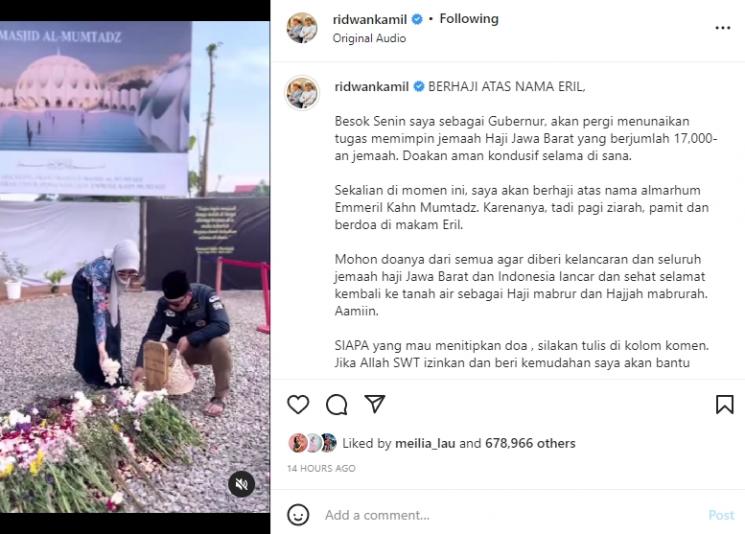 Keluarga Ridwan Kamil ibadah haji. (Instagram/ridwankamil)
