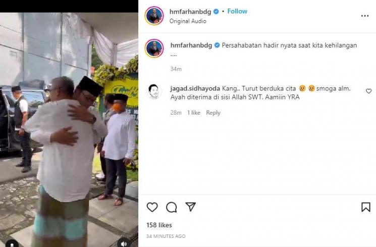 Farhan berduka, ayahnya meninggal dunia. (Instagram/hmfarhanbdg)