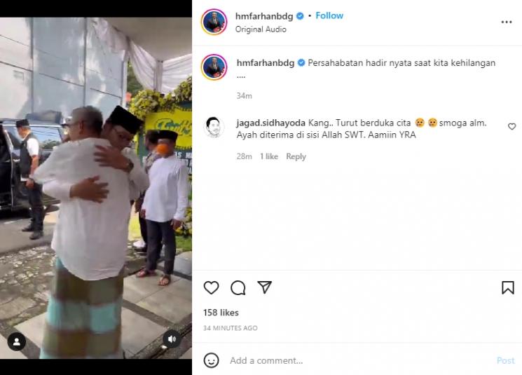 Farhan berduka, ayahnya meninggal dunia. (Instagram/hmfarhanbdg)
