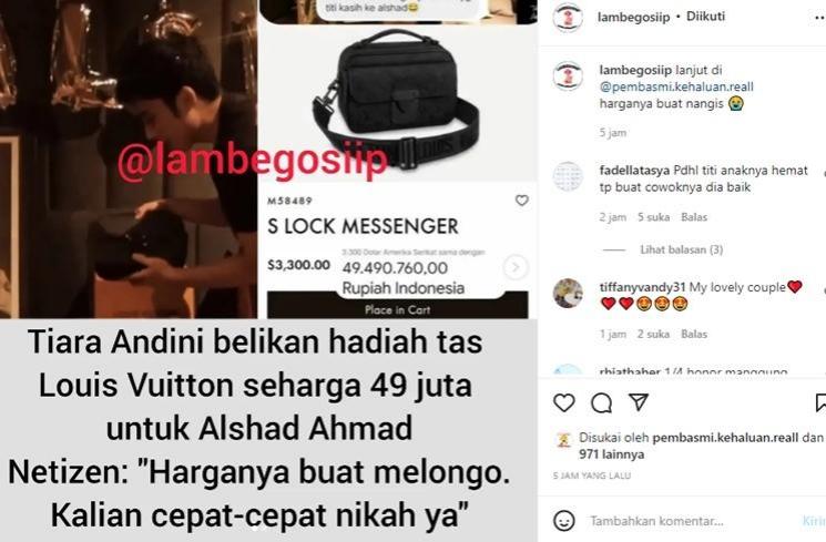 Kado ultah Tiara Andini buat Alshad Ahmad. (Instagram/@lambegosiip)