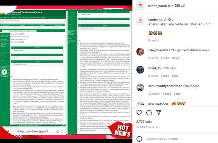 Suami Zaskia Gotik dirumorkan punya anak dari seorang model. (Instagram/@lambe_turah)