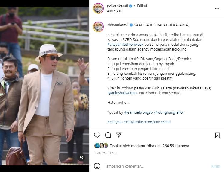 Potret Seleb Ikut Nongkrong di Citayam Fashion Week (instagram/ridwankamil)