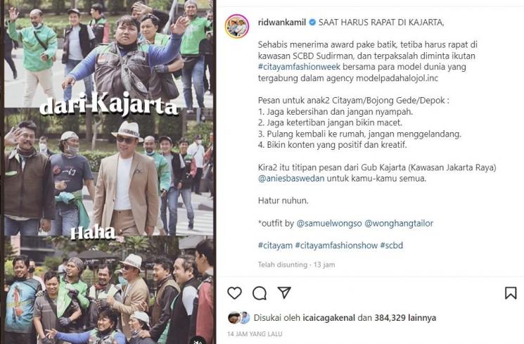 Unggahan Ridwan Kamil [Instagram/@ridwankamil]