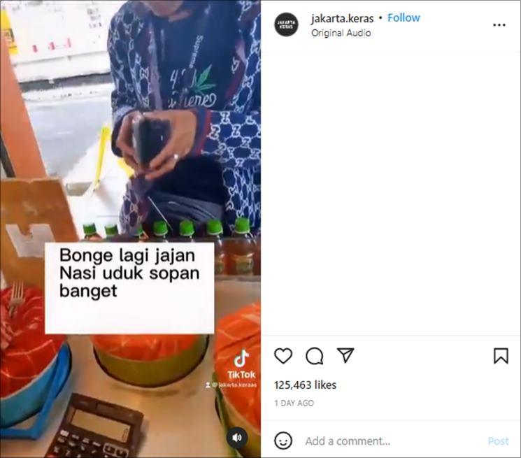 Momen Bonge ABG Citayam jajan nasi uduk. (Instagram/@jakarta.keras)