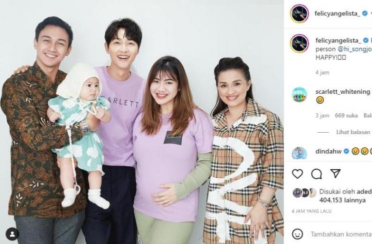 Felicya Angelista foto bareng Song Joong Ki. (Instagram/felicyangelista_)