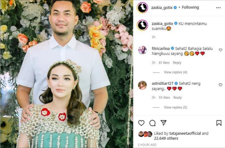 Zaskia Gotik menulis pesan manis untuk suami. (Instagram/@zaskia_gotix)
