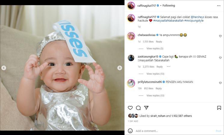 Rayyanza cosplay jadi coklat. (Instagram/@raffinagita1717)