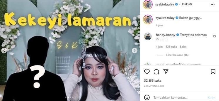 Syakir Daulay klarifikasi berita jadi tunangan Kekeyi. (Instagram/@syakirdaulay)