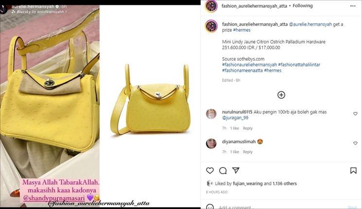 Shandy Purnamasari Kasih Tas Hermes Seharga 250 Juta Kepada Aurel