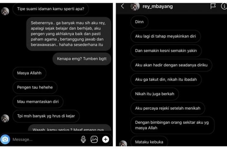 Chat Seleb saat PDKT (Instagram/@dindahw)