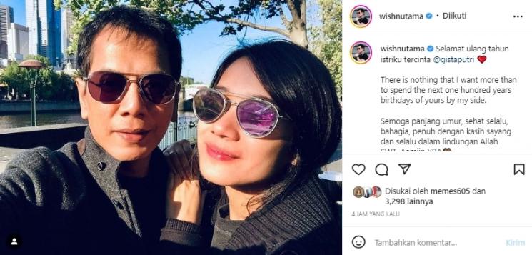Wishnutama rayakan ulang tahun istri, Gista Putri. (Instagram/@wishnutama)
