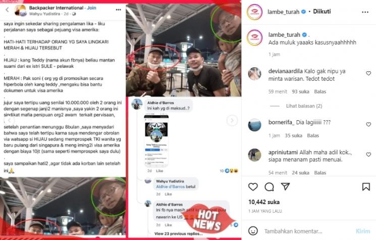 Teddy suami mendiang Lina Jubaedah diduga melakukan penipuan. (Instagram/@lambe_turah)
