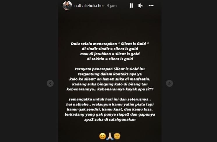 Nathalie Holscher mendadak curhat soal silent is gold. (Instagram/@nathalieholscher)