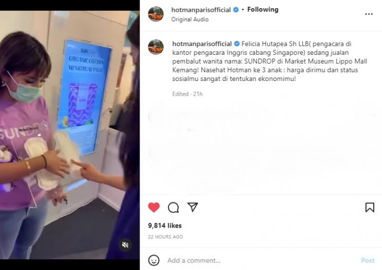 Felicia Hutapea, putri Hotman Paris berjualan di mall. (Instagram/hotmanparisofficial)