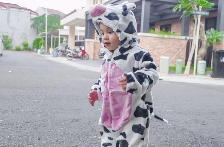 Potret Gala Sky Cosplay Jadi Sapi (Instagram/@fuji_an)