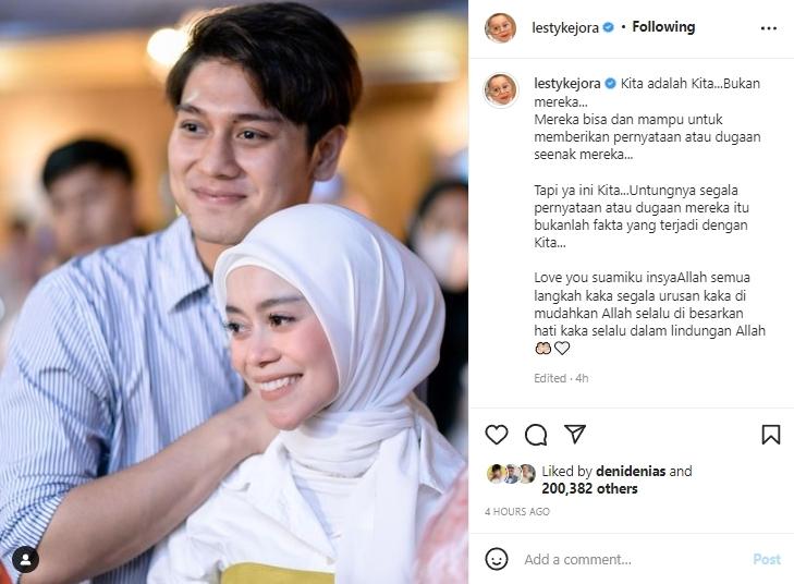 Rizky Billar dan Lesti Kejora. (Instagram/lestykejora)