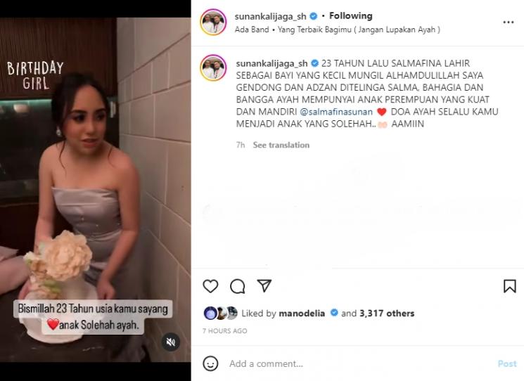 Salmafina Sunan ulang tahun. (Instagram/sunankalijaga_sh)