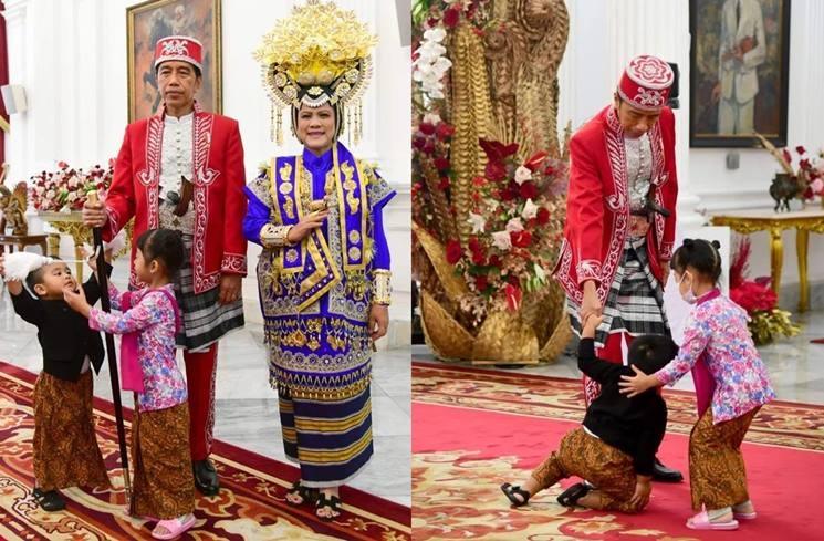 Gaya Iriana Jokowi saat upacara HUT RI ke-77. (Instagram/@jokowi)