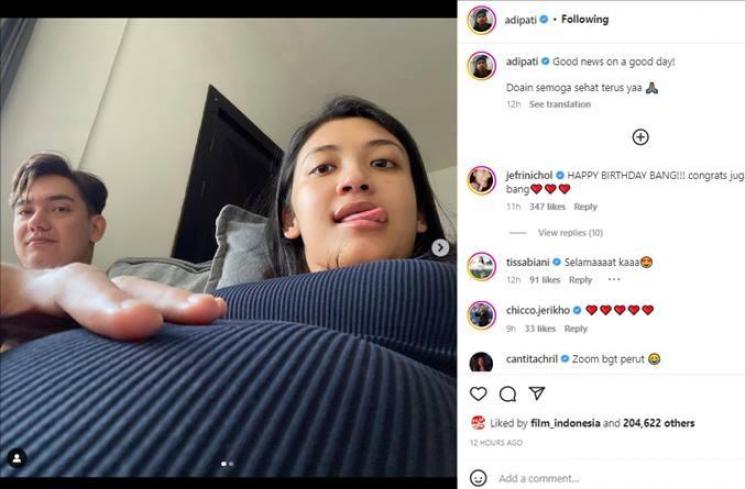 Adipati Dolken umumkan kehamilan istri. (Instagram/@adipati)