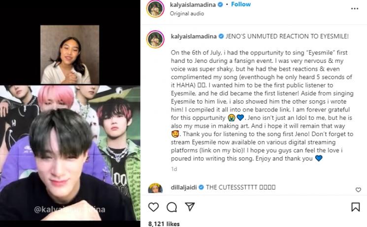 Momen Kalya Islamadina Video Call dengan Member NCT. (Instagram/kalyaislamadina)