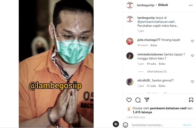 Penampilan terbaru Indra Kenz. (Instagram/@lambegosiip)