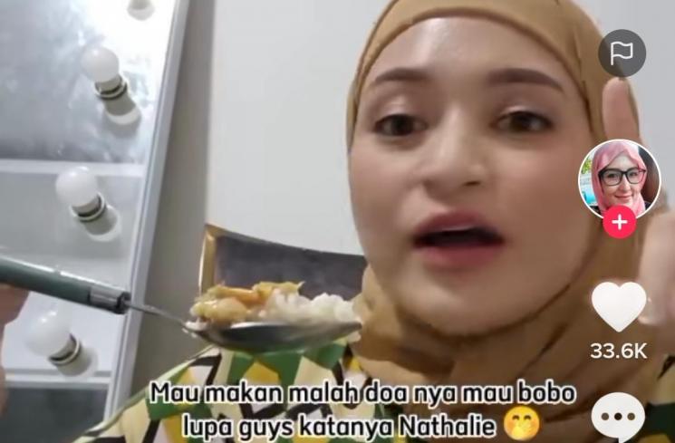 Nathalie Holscher salah baca doa (TikTok/@yuliawidiastuti2)
