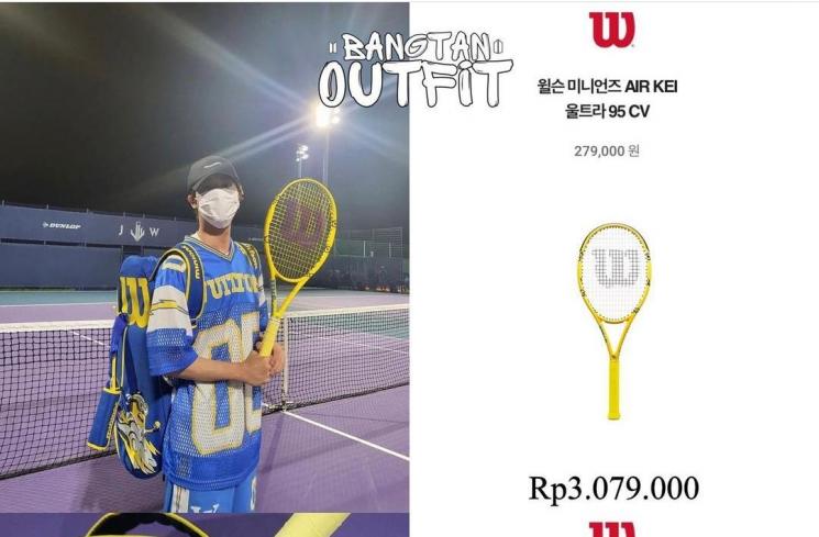 harga alat tenis Jin BTS (Instagram/@bangtan_outfit)