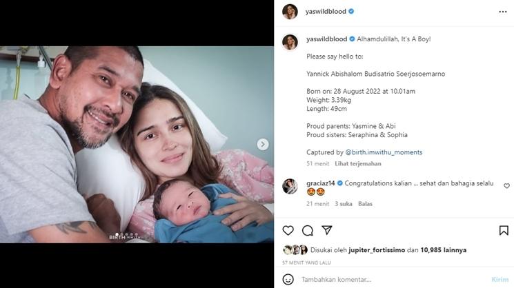 Yasmine Wildblood melahirkan anak ketiga. (Instagram/yaswildblood)