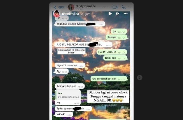 Awkarin bongkar aib akun gosip Play It Safe Baby. (Instagram/narinkovilda)