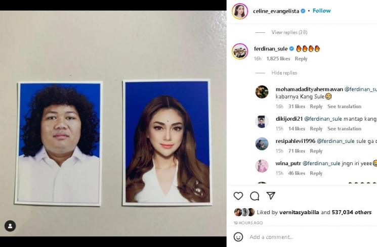 Komentar Sule di postingan Celine Evangelista (instagram)