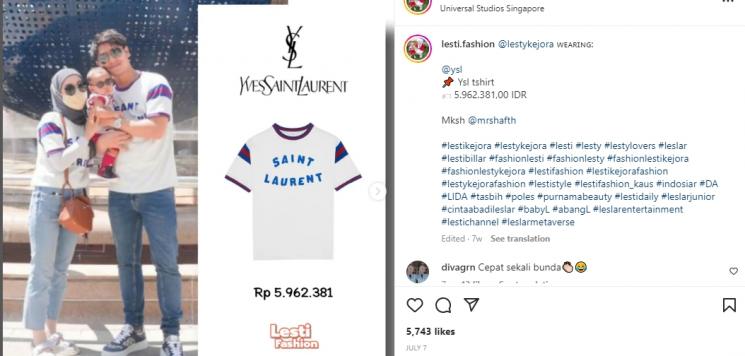Outfit Mewah Lesti Kejora saat Momong Baby Leslar. (Instagram/lesti.fashion)