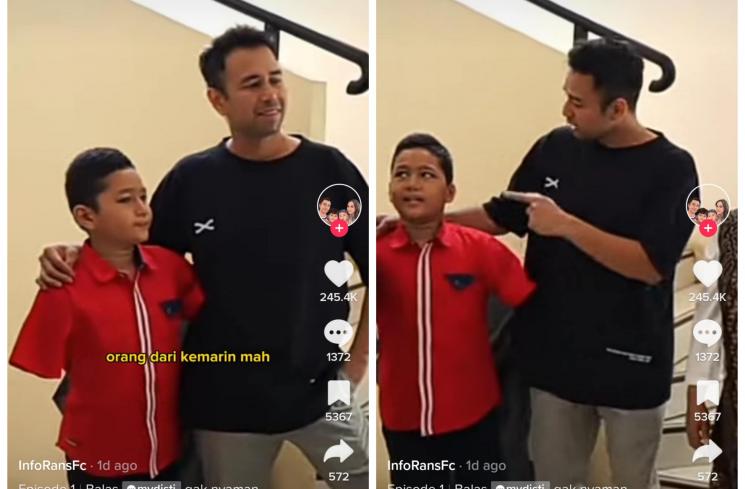 Raffi Ahmad dan seorang anak difabel, Faisal Hamudi (TikTok/@inforansfc)